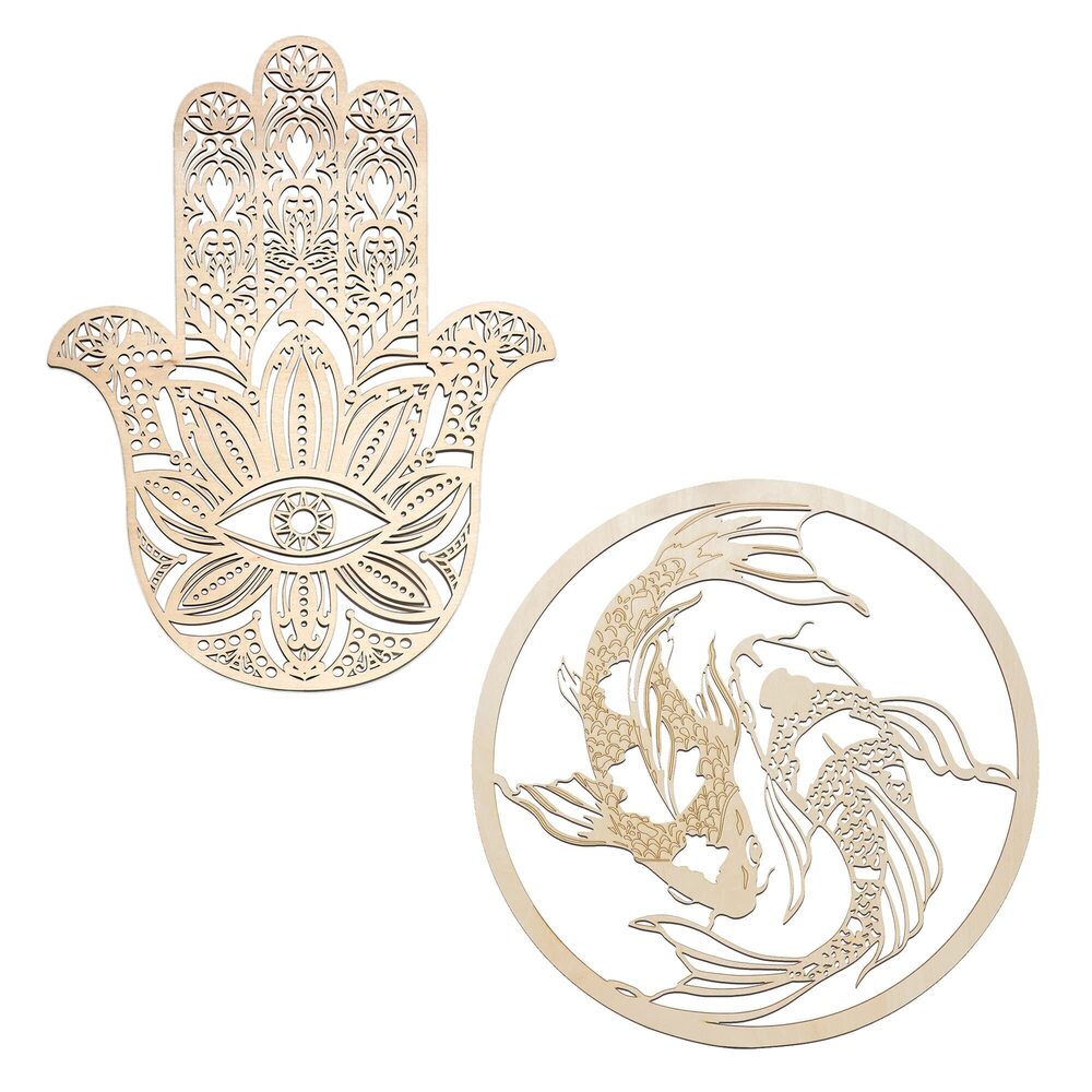 7876 " Fourth Level MFG 16" 2-Piece Set F Hamsa and Yinyang, Sacred